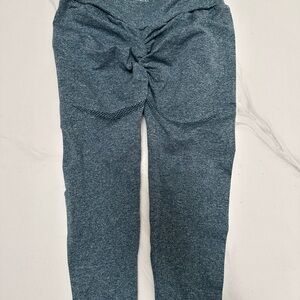 Blue Leggings with Elastic Waistband and Soft Knit Fabric